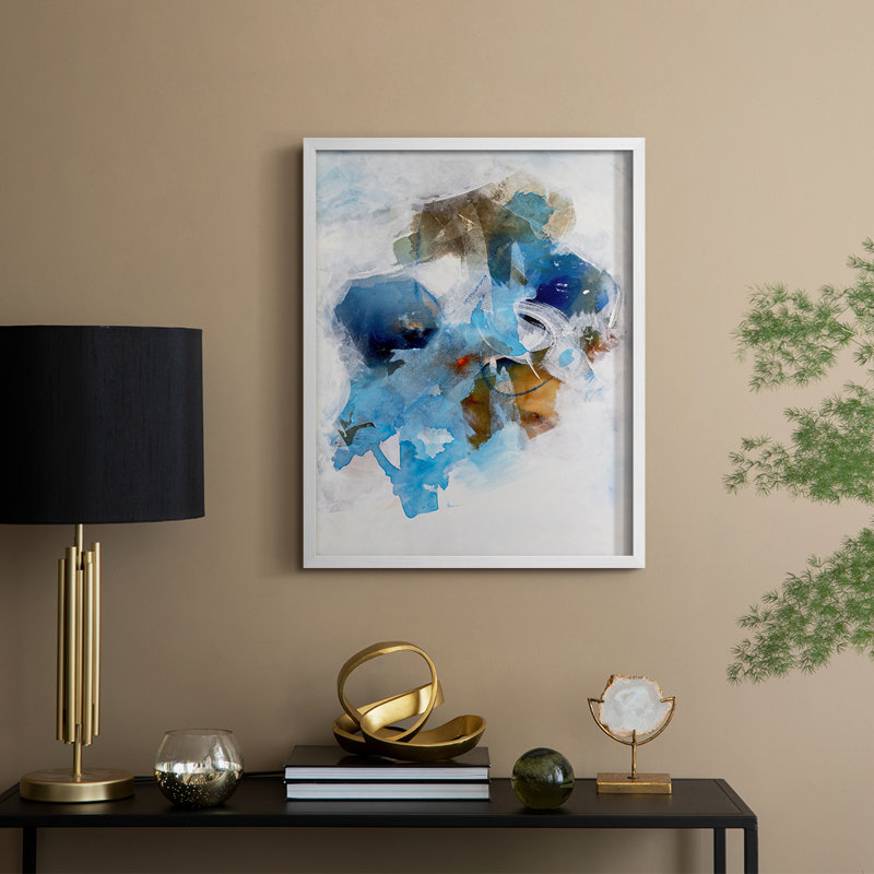 «Misty Blue I», reproduction encadrée - bois massif, H 21 po x l 17 po, Blanc