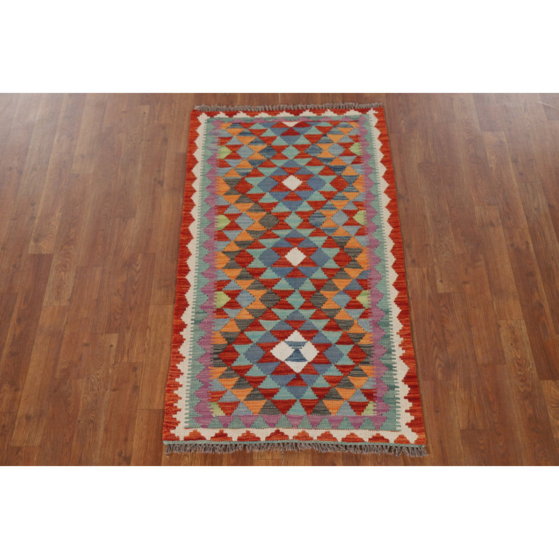 Tapis réversible en laine South Western Kilim 3 x 4