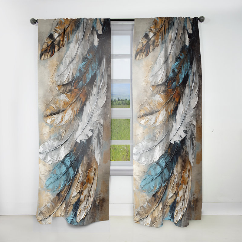 Darr - Gold Feather Extravaganza II - Glam Feather Curtain - Velvet Room Darkening - 1 panel, 52" W x 108" L