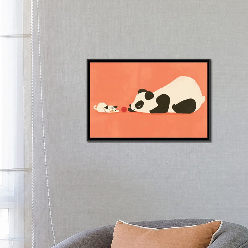 «The Pug and the Panda», impression sur toile, H 8 po x l 18 po x P 26 po, Toile encadrée noire, Pas de tapis
