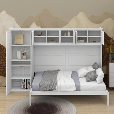 Grand lit escamotable avec armoires