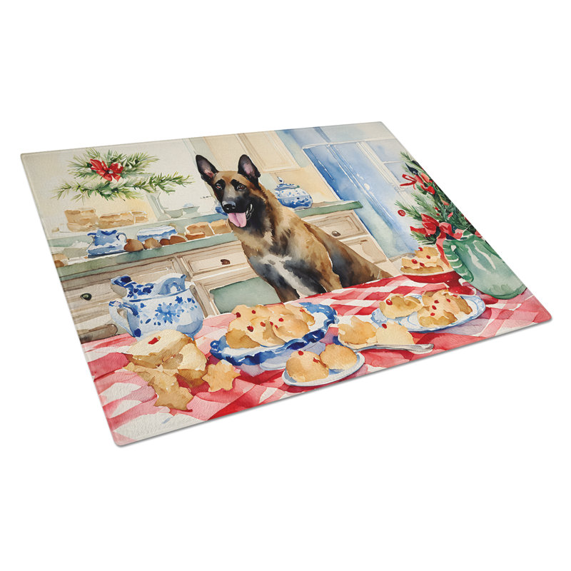 Planche à découper en verre pour biscuits de Noël belges Malinois