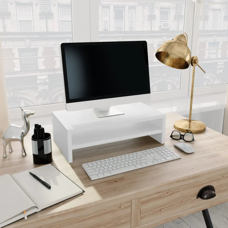 Goddard Wood Monitor Stand, White