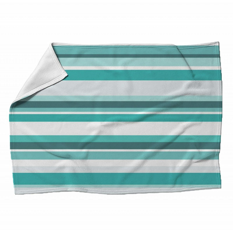 Checkered Fleece Blanket, Twin, Striped, Turquoise