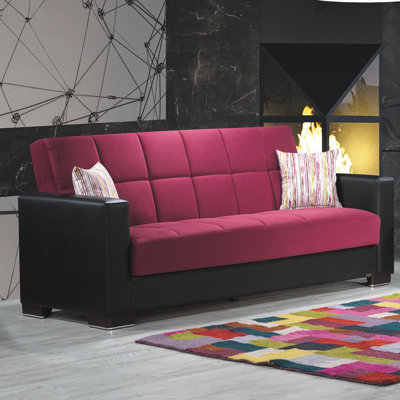 Hokku Designs Annalice 88 in. Fabric Upholstered 3-Seater Twin 3-in-1 Sleeper Sofa Bed with Storage