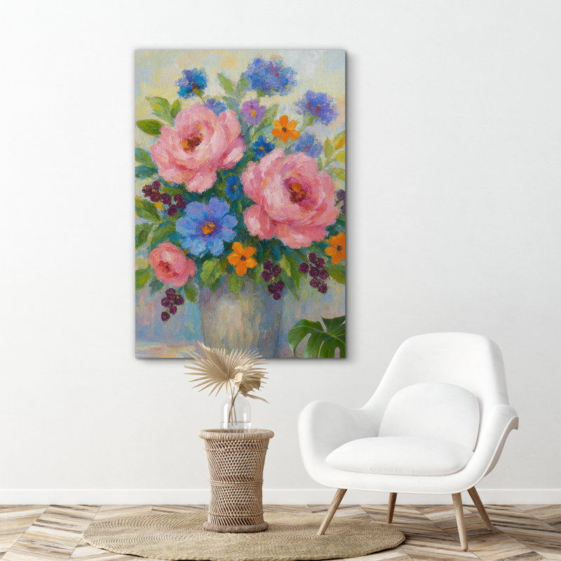 «Colorful Floral Still Life Art», reproduction d'art sur toile encadrée, H 48 po x l 32 po x P 1,5 po, Toile tendue