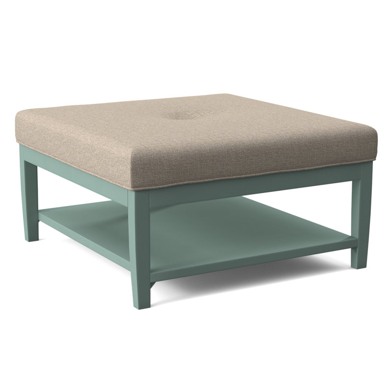 Hammond Square Ottoman, Antique Black Finish, Eggshell Crypton Performance; 0884-93