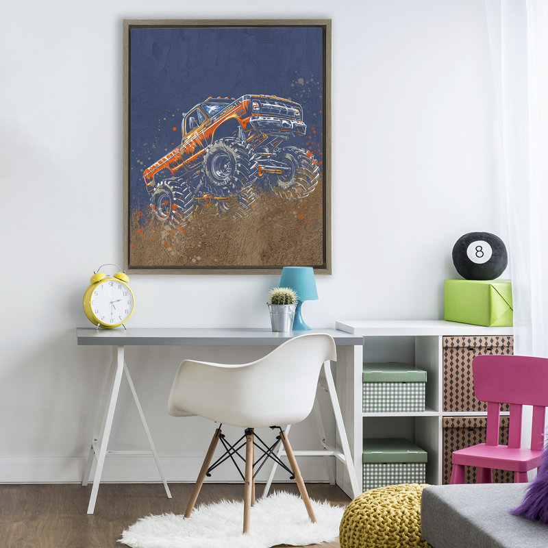 Cadre flottant My Jam Monster Truck, design par Kim Allen, Cadre flottant orme Montalcino, H 31 po x l 25 po