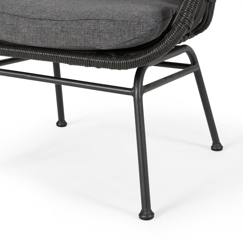 Ensemble de 2 chaises de patio en osier avec coussins Tapscott, Gris, Noir