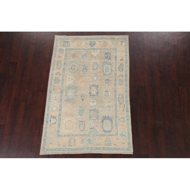 Tapis en laine Oushak discret noué à la main 4 x 6