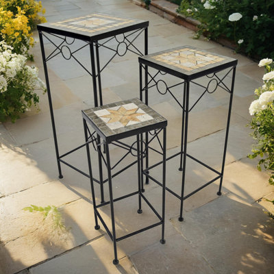 BRAVA 3 Piece Tall SQUARE Plantstand Set