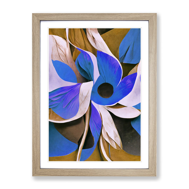 Abstract Floral Art No.5 - Framed Print, 64cm H x 46cm W x 2cm D, Oak