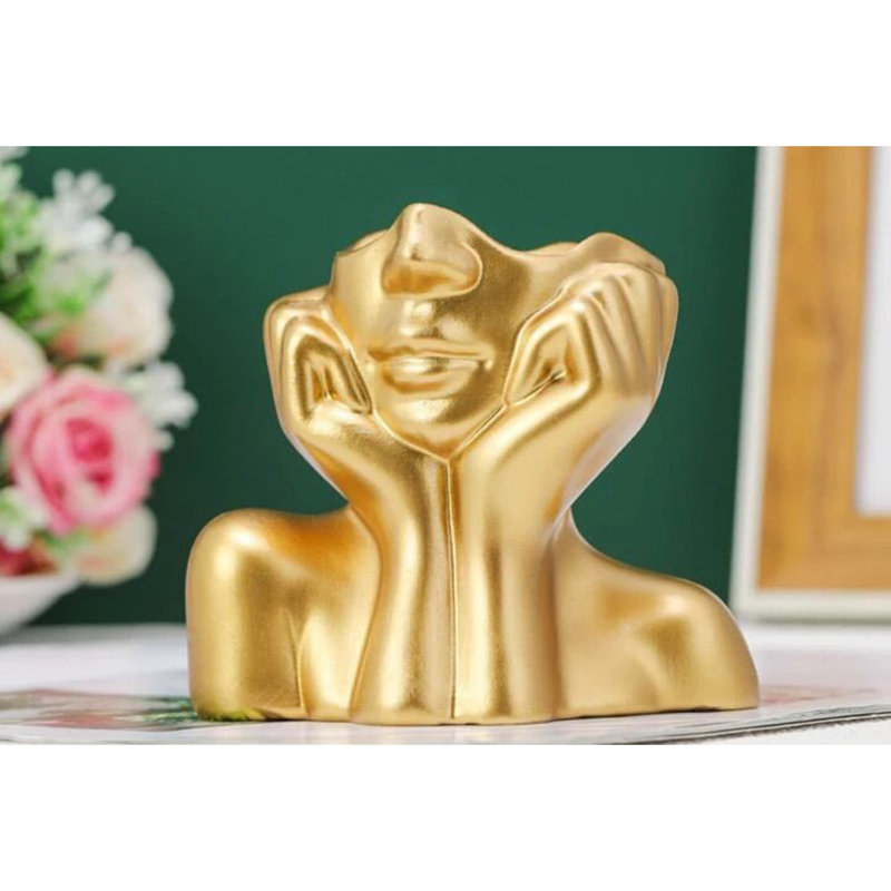 Élégant vase en céramique dorée 7,5 x 4,3 x 6,3 pouces | 100% céramique de qualité supérieure, durable et élégante | Parfait pour la décoration intérieure, les arrangements floraux et les cadeaux, ajoute une touche de luxe à tout espace