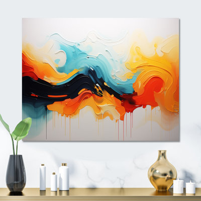 «Yellow Fractal Paint Wave Expression 1», art mural abstrait en métal MT134512