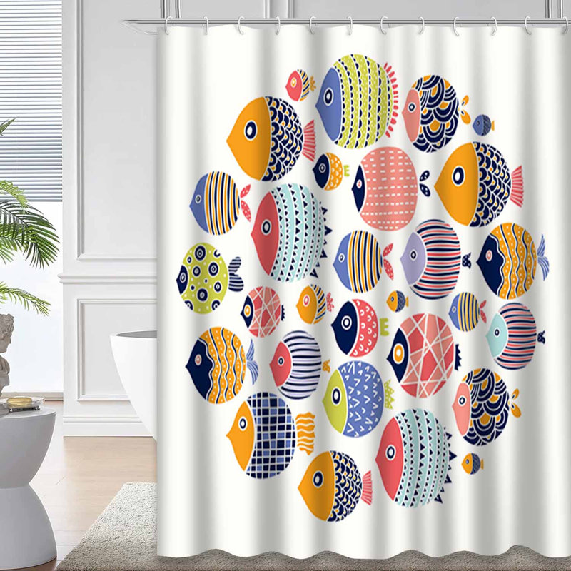 Rideau de douche bleu imperméable, rideaux de douche pour la salle de bain avec 12 crochets, 72" L x 72" W