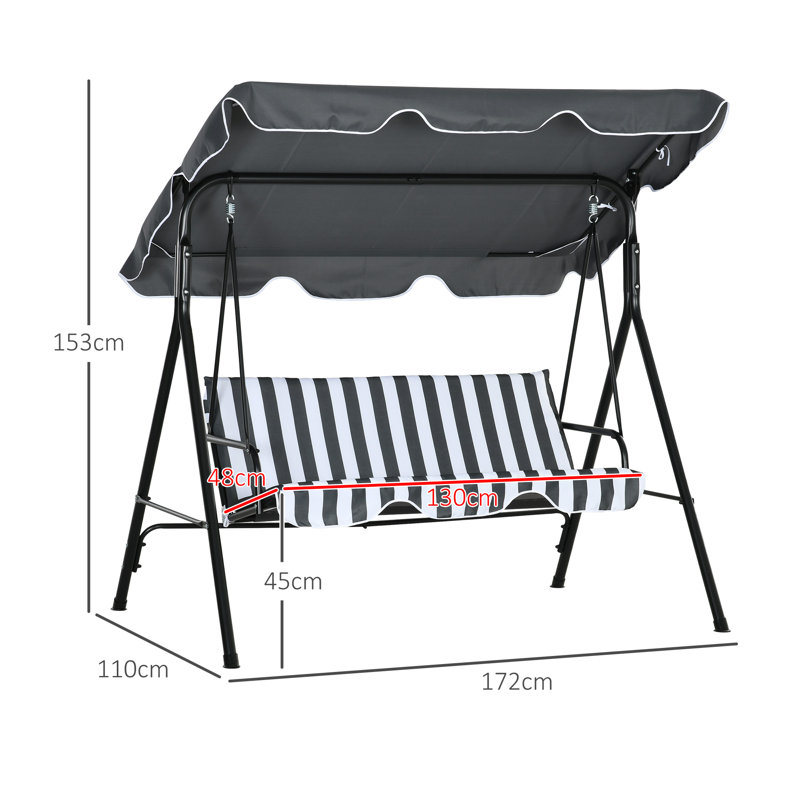 Yair 3 Person Porch Swing with Canopy, Grey