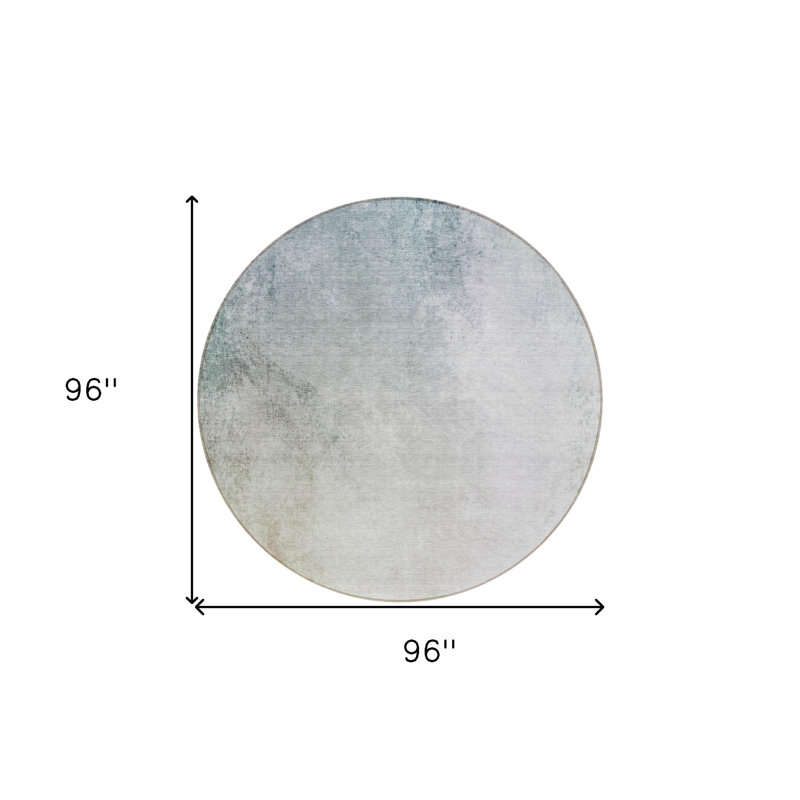 Tapis extérieur rond lavable dégradé bleu ciel et bleu sarcelle 8 pi 8 pi