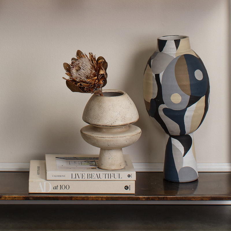 Foundation Matte Frosted Grey Ceramic Decorative Table Vase