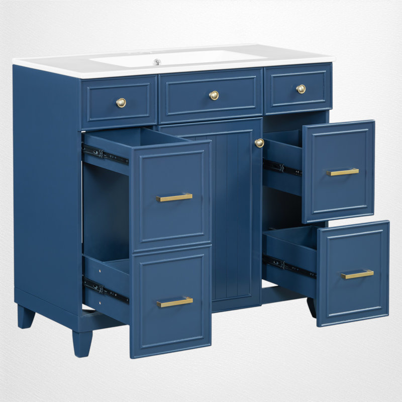Ensemble de meuble-lavabo simple 36 po Damyron, Bleu marine