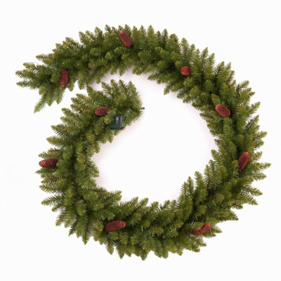 Guirlande de Noël artificielle, vigne de pin de 180 cm avec pommes de pin brunes, décoration végétale hivernale pour foyer, arche, rampe d'escalier, intérieur.