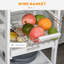 Chariot de cuisine mobile, îlot de cuisine roulant avec rangement, chariot utilitaire à cadre en bois massif avec paniers à fruits grillagés, plateaux et tiroir, blanc