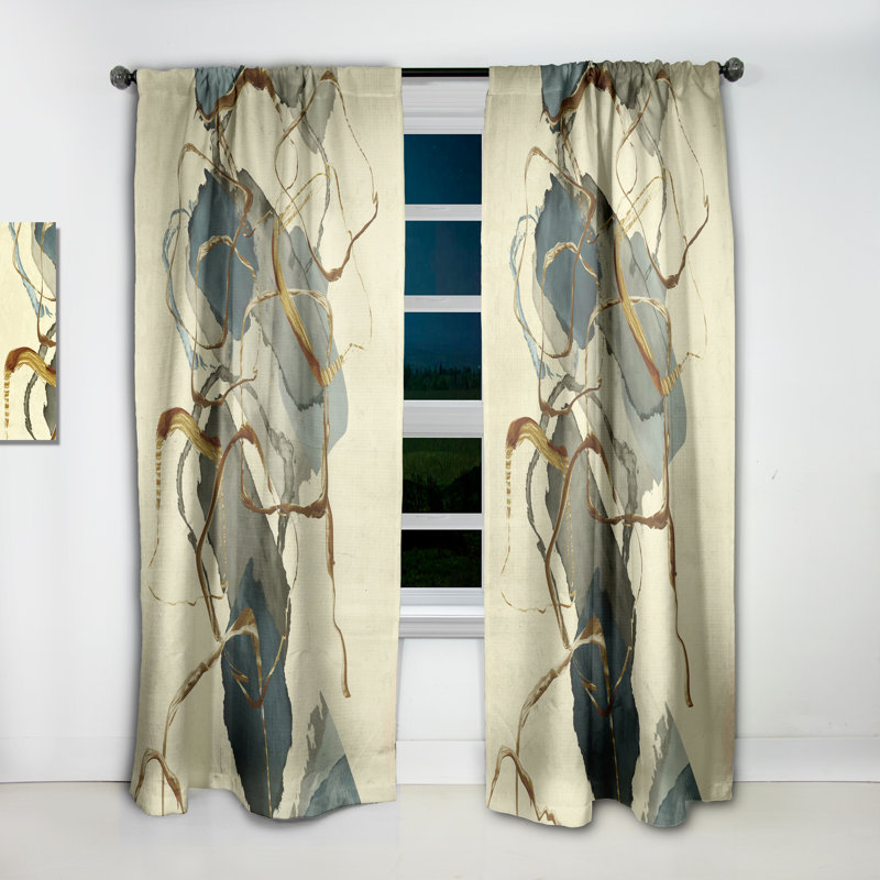 Panneau de rideau floral, motif de fleurs rétro occultant - Motif floral rétro X, L 52 po x L 108 po
