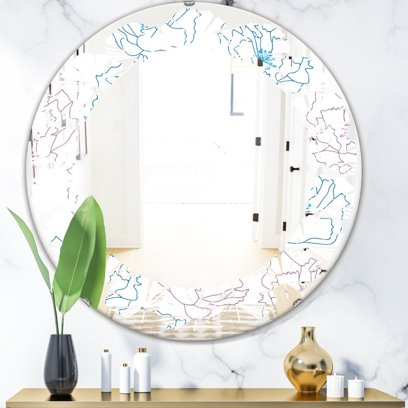 Miroir mural sans cadre iii à motif 1950 feuilles, H 31,5 po x l po, Feuilles 1950