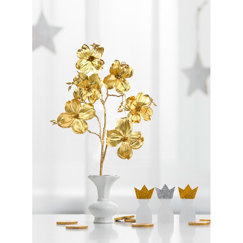 House of Hampton® - Sprays artificiels en or doré - Fleurs et feuillage dorés élégants pour une décoration polyvalente, des tables, des fêtes, des événements et un centre de table, ensemble de 12