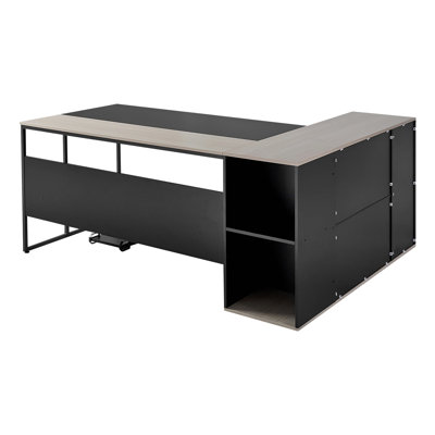 L-Shaped Executive Desk, Large Modern Office Table with Drawers & Storage Cabinet, Heavy Duty Wooden Executive Table with CPU Stand, 350 LBS Load Capacity, Easy Assembly, for Work Study Writing