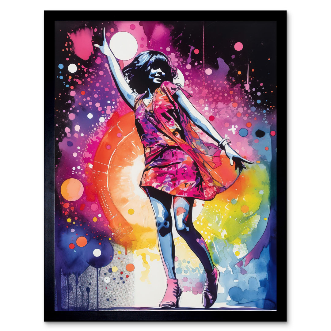 Quevillon Disco Music Fever Dance Moves Woman In Rainbow Dancefloor Light - Single Picture Frame Print
