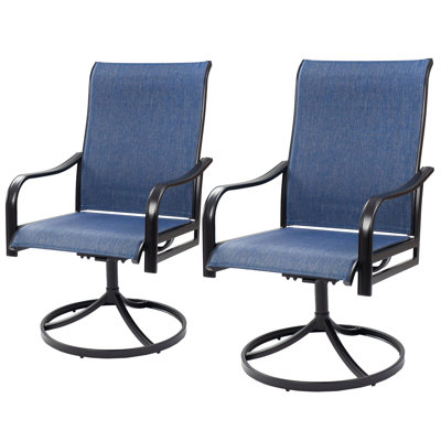 Patio Swivel Dining Chairs Set Of 2 Swivel Outdoor Chairs High Back Breathable Textilene by Lark Manor