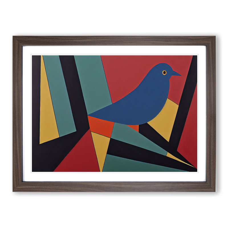 Dove Bird Abstract Vol.4 - Single Picture Frame Print, 46cm H x 64cm W x 2cm D, Walnut