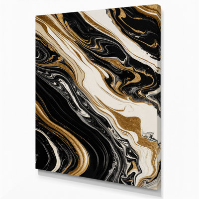 Abstract Fluid Art 76 Black Canvas Wall Art
