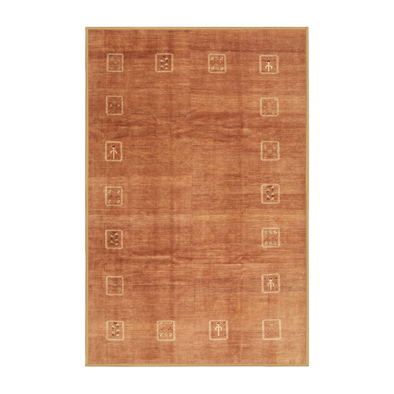 Tapis contemporain orange / jaune, Rectangle de 3 pi x 5 pi