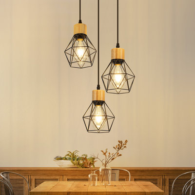 3-Light Black Kitchen Island Pendant