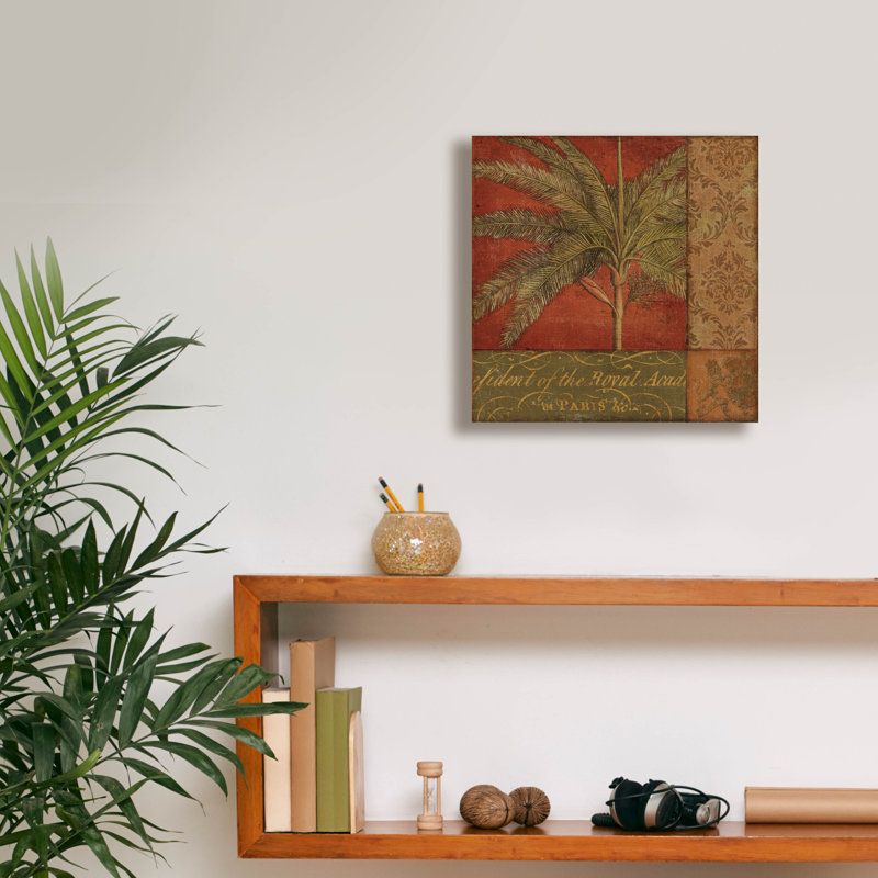 «Golden Palm II» par NBL Studio, art mural en verre acrylique, H 12 po x l 12 po x P 0,75 po