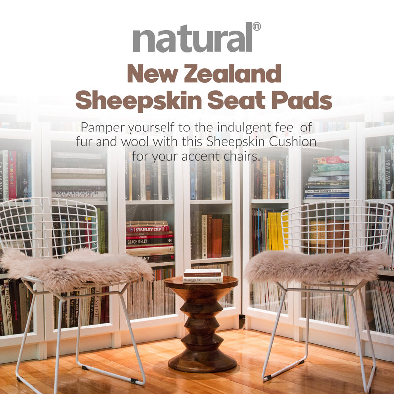 New Zealand Sheepskin Wool Chair Pad , Taupe, 17" x 17", 1