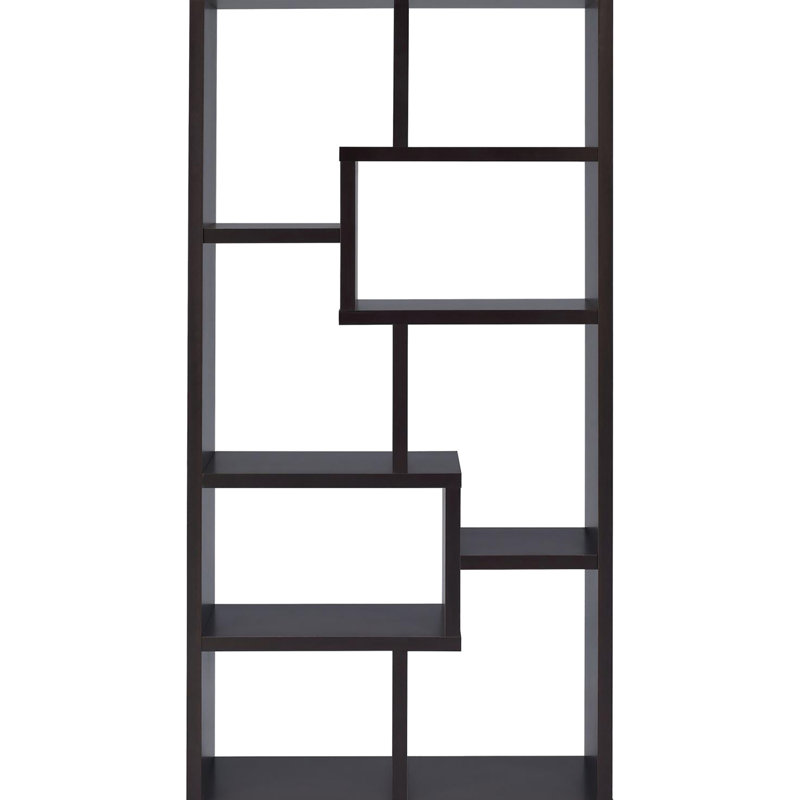 Cappuccino Geometric 8-Shelf Shelf Unit - Adds A Modern Edge To Your Room Storage Functional For Various Spaces, Cappuccino