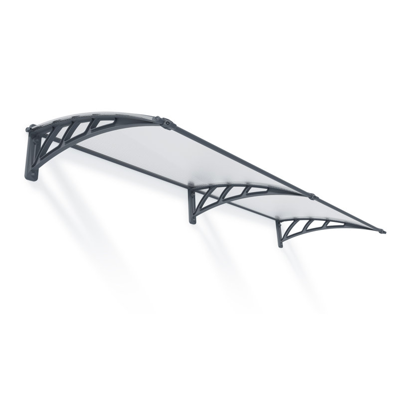 Palram - Canopia Neo 8' W x 3' D Polycarbonate Polymer Stationary Slope Door and Window Awning Gray/Diffused Clear