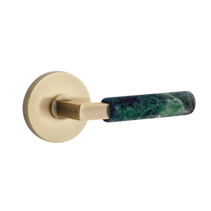 Mortaise intérieure Emtek Select Passage avec rosette à disque et tige carrée en L, marbre Rosso Levanto, Gauche