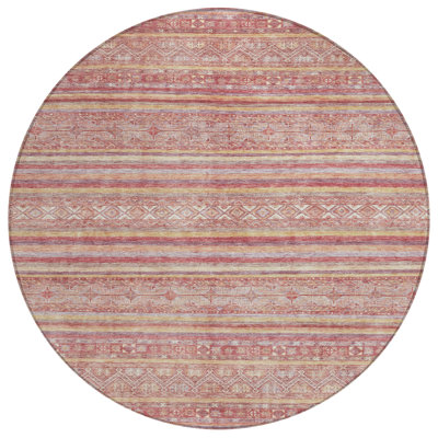 Tapis rond intérieur et extérieur rond lavable 8 'rouille et corail