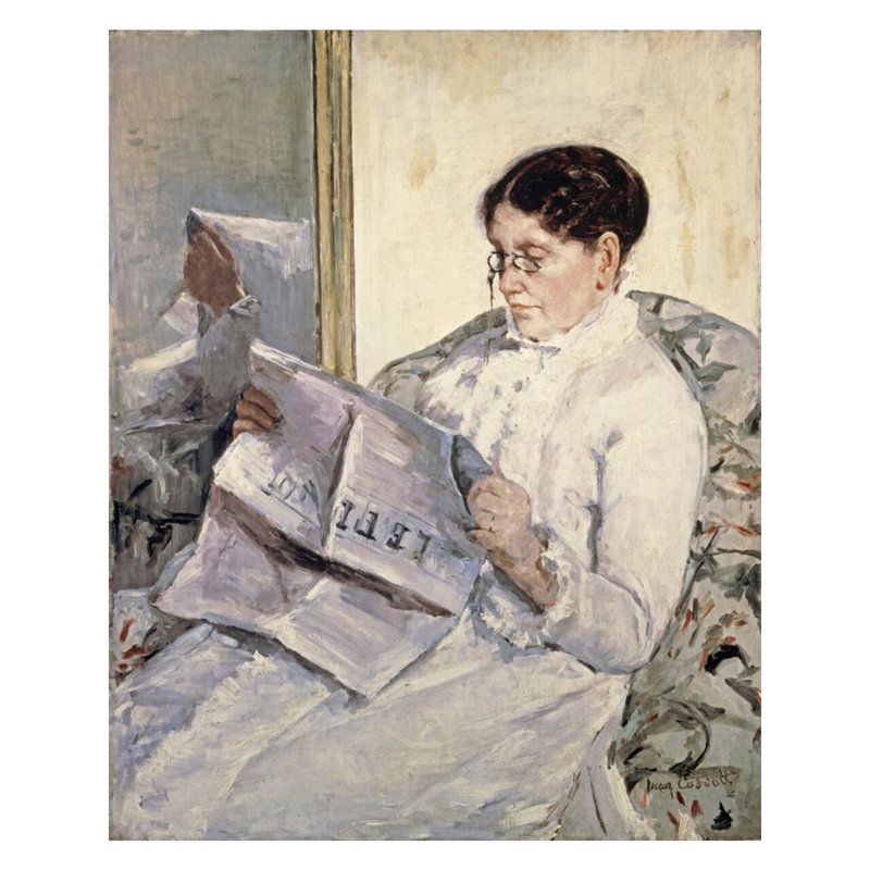 «Lecture Le Figaro» par Mary Cassatt - estampe numérique, H 40 po x l 32 po