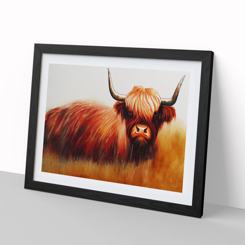 Highland Cow Vol.3 - Single Picture Frame Print, Black, 25cm H x 34cm W x 2cm D