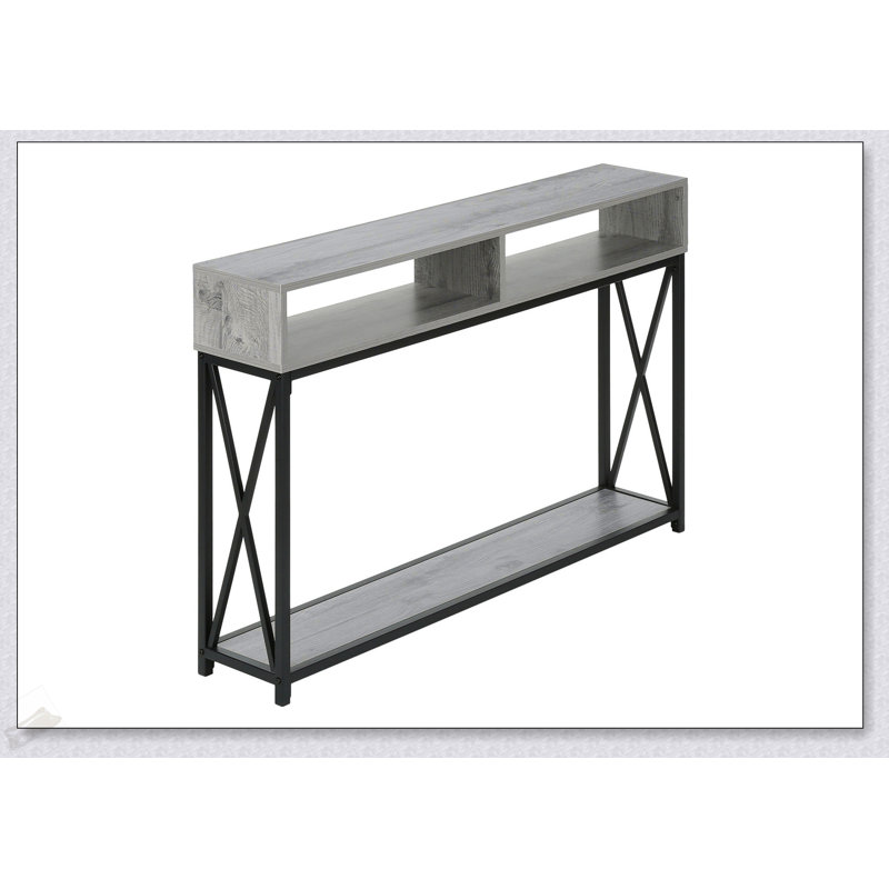 Console étroite en stratifié et métal gris pour vestibule, canapé, décor moderne et contemporain, Gris