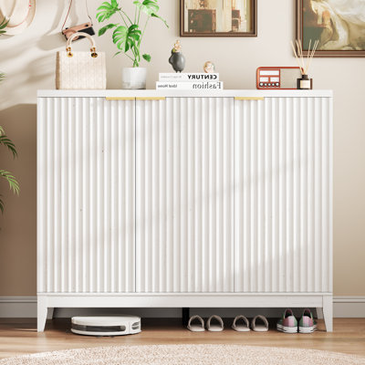 5-Tier Shoe Cabinet with Rotating Shoe Rack and Adjustable Shelves, Freestanding Shoe Storage Cabinet