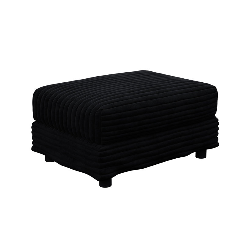 Plush Corduroy Ottoman for 2, 3, and 4 Seater Sofas, Versatile and Comfortable for Living Rooms and Offices, Black