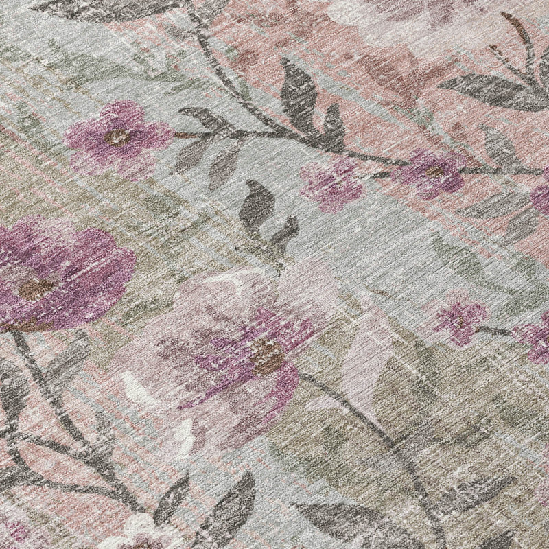 Machine Washable Indoor/Outdoor Raemoore ACN2403 Floral Rug, Rectangle 5' x 7'6"