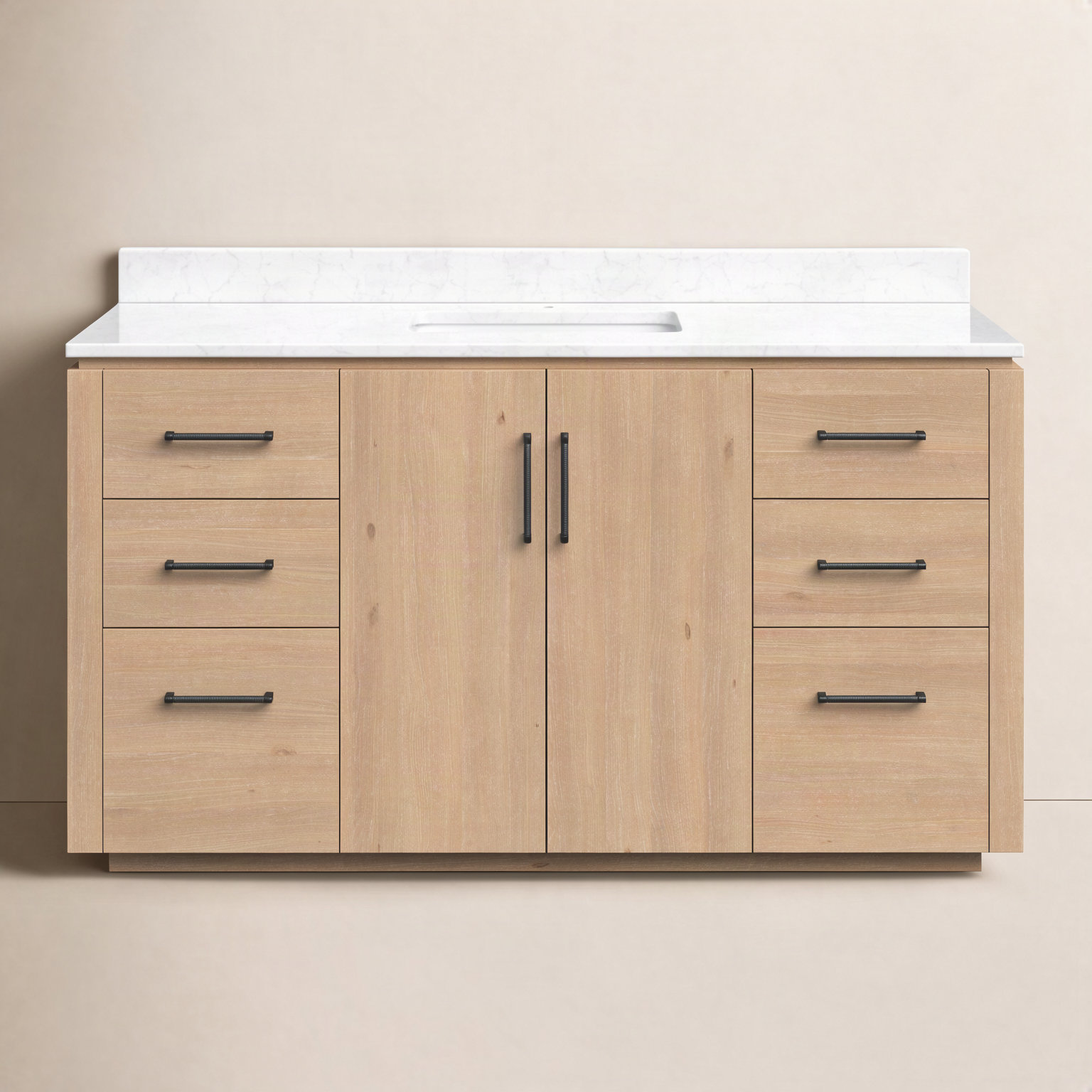 Cloverfield 60'' Single Bathroom Vanity, Fir Wood Brown, Matte Black