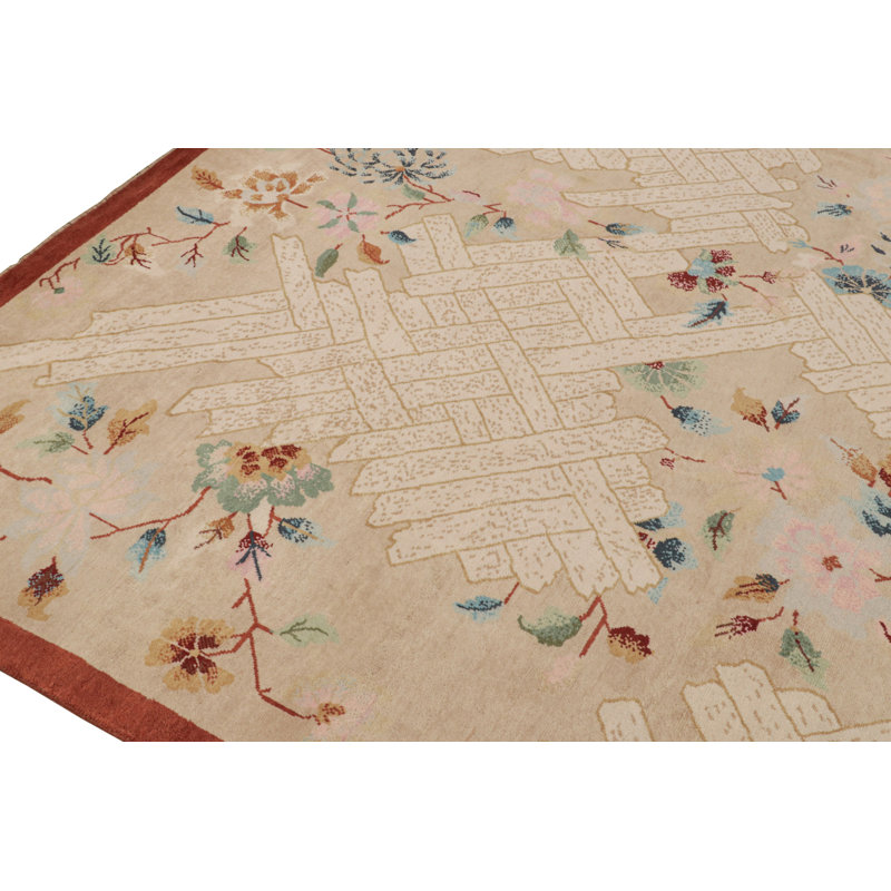 Art Deco Hand Knotted Wool Area Rug, Rectangle 12' x 15'
