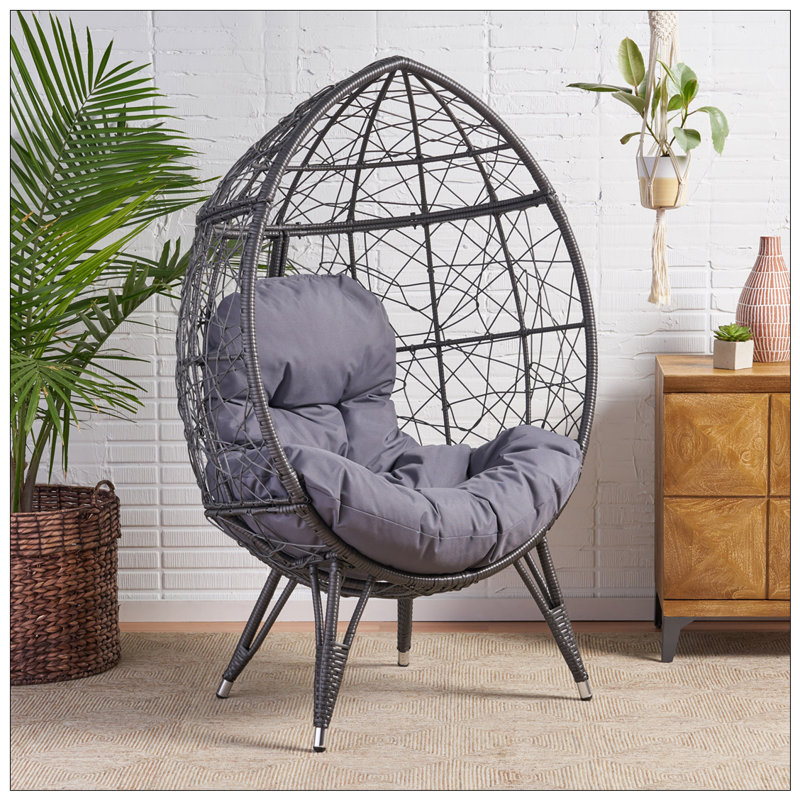 GIANNI Teardrop Shaped Patio Chair With Plush Water-Resistant Cushion And Intricate Design For Modern Outdoor Comfort
